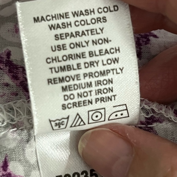 Ellis 100% Cotton White Purple Boho Button Up Blouse size 18/20 - Picture 8 of 10